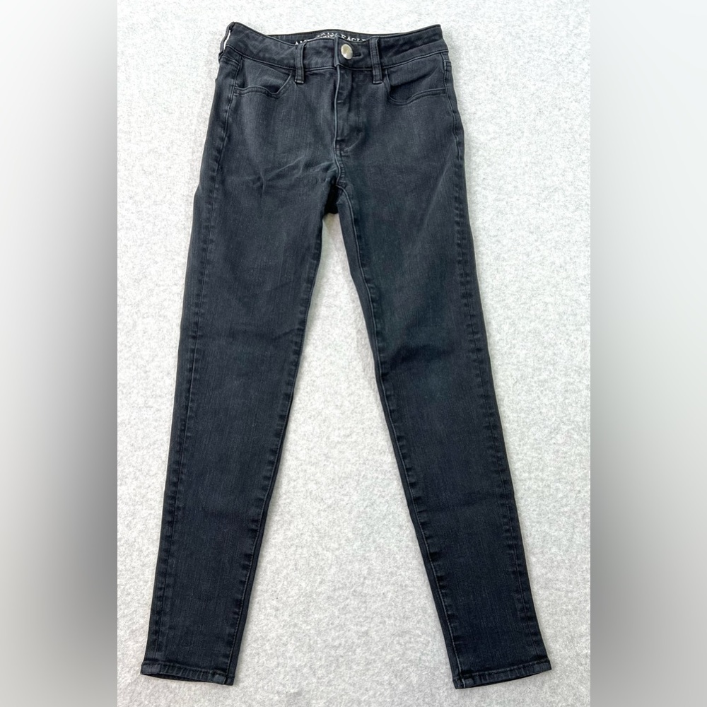 Women's American Eagle Black 360 Super Stretch Hi-Rise Jeggings Size 0 Short